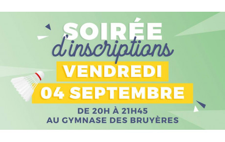 Soirée d'inscriptions vendredi 4 septembre